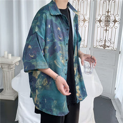 Summer Flower Shirt Men's Fashion Printed Casual Shirt Loose Hawaiian Shirt Men Streetwear Wild Short-sleeved Shirt M-5XL voguable