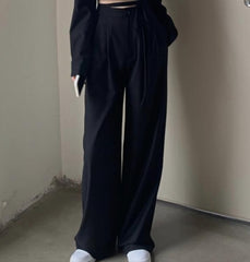 Women Sexy New Chic Crop Blazer Jacket &High Waist Trousers Suits Wide Leg Pants Outfit 2-Piece Set Fashion For Female Summer voguable