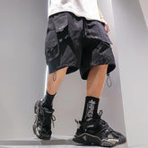 Voguable Summer Shorts Cargo Pants Men Joggers Black Stylish Pocket Ribbons Japanese Fashion Streetwear Hip Hop Shorts Male Casual Pants voguable