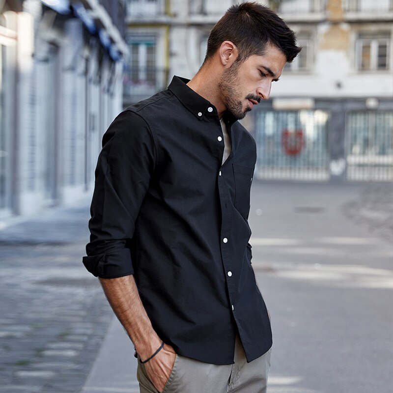 100% Cotton Autumn Man's Shirts Oxford Fashion Business Casual Quality Shirt Men Long Sleeve Top Clothing Plus Size voguable