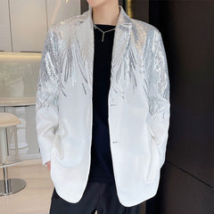 Heavy Craft Embroidery Sequin Trend Casual Men's Blazer New Autumn Fashion fit Jacket Streetwear Suit Coat 9Y9245 voguable