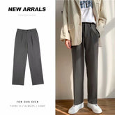 Voguable Ice Silk Men Suit Pants Loose Loose Drape Straight Leg Trousers for Men Thin Wide-leg Casual Ninth Pants Japanese Streetwear voguable