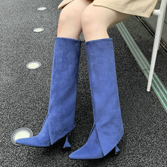 New Women Novelty Boots Fashion Comfort High Heels Autumn Winter Mid Calf Boots Sexy Pointed Toe Modern Boots Woman's Shoes voguable