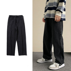 Voguable 2021 Autumn New Streetwear Baggy Jeans Men Korean Fashion Loose Straight Wide Leg Pants Male Brand Clothing Black Light Blue voguable