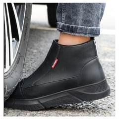 Waterproof Leather Safety Boots For Men Winter Velvet Metal Steel Toe Black Work Boots Indestructible Industrial Welding Boots voguable