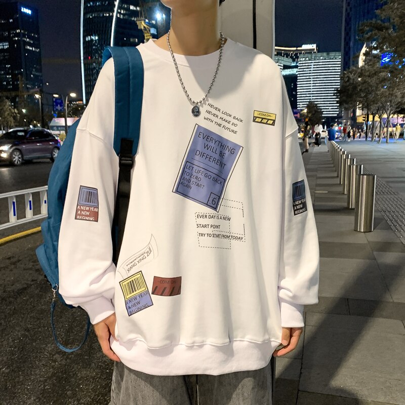 Voguable Fashion Brand Hoodies 2021 Blue White Black Classic Spring Autumn Hip Hop Loose Casual Men's Sweatshirts Punk Streetwear Clothes voguable