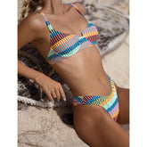 Peachtan High cut bikini 2021 Multicolor stripe swimsuit Push up swimwear female Sexy bathing suit women bathers beach wear new voguable