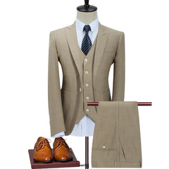 Voguable (Jackets+Vest+Pants) 2022 3 Pieces Set Formal Slim Tuxedo Prom Suit/Male pure cotton Groom Wedding Blazers High Quality Dress voguable