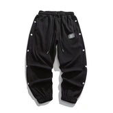Voguable Japanese Fashion Men Hip Hop Pants Thin Spring Summer Button Both Side Trousers Unique Design Teenager Loose Straight Trousers voguable