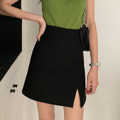 Voguable Skirts Women Split Elegant Office Ladies Spring Mujer Casual Large Size 3XL A-line Black Hot Sale Design Comfortable Ulzzang New voguable