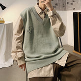 Men Printed Sweater Vests Loose Knitted Students Unisex Couple Daily All-match Fashion Leisure Males Jumpers Outwear Soft Chic voguable