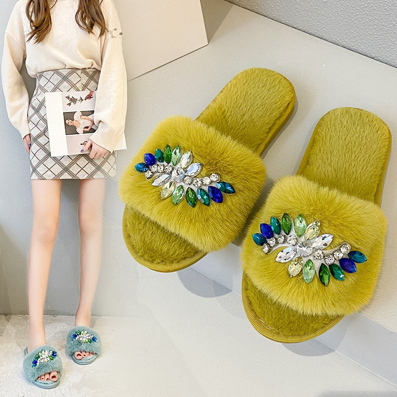 Female Shoes Womens Slippers Outdoor Low Flock Platform Luxury Slides Winter Footwear Fur Flip Flops Designer Massage voguable