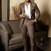 Voguable Mens Wedding Suits Brown Suit Tuxedo Pants 2 Piece For Groom Slim Fit Shawl Lapel One Button Prom Party Blazer Costume Homme voguable