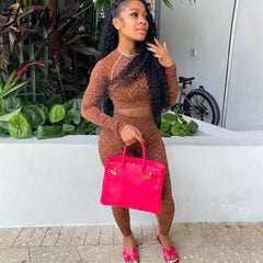 Voguable 2022 Summer Print Long Sleeves Slim Navel Top Leggings Set Bodycon Sexy Party Elegant Club Y2K Robe Beach voguable