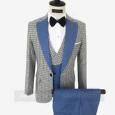 Voguable 2022 Fashion Lattice Men's Suit Slim Fit Prom Wedding Suits for Men Groom Tuxedo Jacket Pants Set Custom White Casual Men Blazer voguable