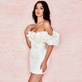Voguable White Party Dress 2021 New Arrival Off Shoulder Bodycon Dress Women Summer Sexy Club Party Dresses Birthday Outfit voguable