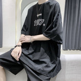 VoguableSummer Men's T-shirt Oversized Casual Male Top Tees Hip Hop Loose T Shirt Men 1987 Graphic Pure Cotton Men's Clothing voguable
