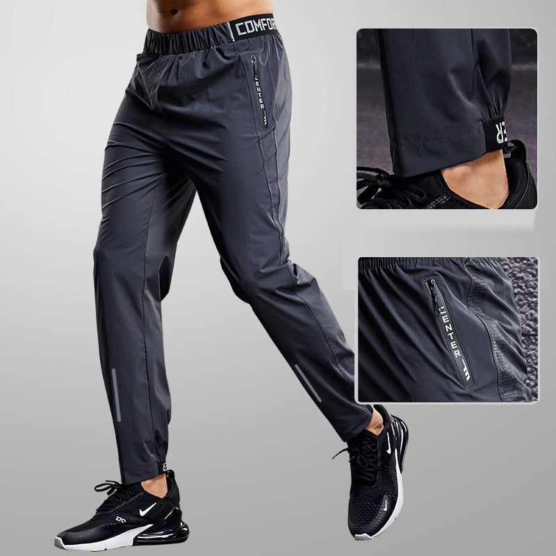Voguable Quick Drying Sport Pants Men Running Pants With Zipper Pockets Training Joggings Sports Trousers Fitness Casual Sweatpants voguable