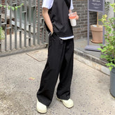 Wide Pants Men Harajuku Solid Color Black White Casual Pants Korean Fashion Streetwear Straight Trousers Techwear Clothes voguable