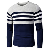 Voguable 4XL Men Autumn New Casual Striped Thick Fleece Cotton Sweater Pullovers Men Outfit Fashion Vintage O-Neck Coat Sweater Men voguable