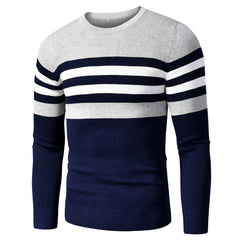 Voguable 4XL Men Autumn New Casual Striped Thick Fleece Cotton Sweater Pullovers Men Outfit Fashion Vintage O-Neck Coat Sweater Men voguable