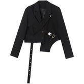Men's Chic Short Blazer New Autumn Detachable Two-piece Suit Coat Irregular Hem Fashion Design Black Jacket 9Y9250 voguable