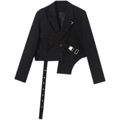 Men's Chic Short Blazer New Autumn Detachable Two-piece Suit Coat Irregular Hem Fashion Design Black Jacket 9Y9250 voguable