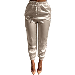 Voguable Elastic High Waist Pants Women Brand Jogger Sweatpants Satin Fashion Pink Pencil Pants Streewear Fitness Trousers Pantalon Femme voguable