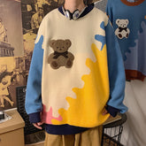 Voguable Harajuku Bear Vintage Sweater Men Winter Warm Thick Knitted Pullovers 2021 Korea Style Couples Sweater Hip Hop Clothing voguable