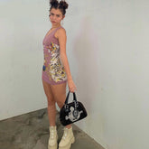 Voguable Bold Shade Street Style Women Summer Dress Indie Casual Fashion Graphic Printing Mini Dresses Sleeveless Bodycon Clothes 2021 voguable