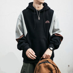 Voguable Men's Hoodies Sweatshirt with Hood Harajuku Black Men's Clothing Warm Korean Streetwear Winter Patchwork Couple Clothes voguable