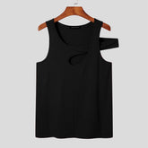 Voguable 2022 Men Irregular Tank Tops Solid Color Sleeveless Hollow Out Sexy Casual Vests Streetwear Breathable Men Clothing 5XL INCERUN voguable
