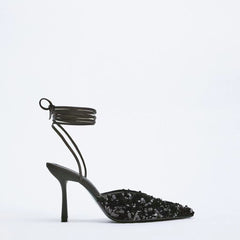 Summer Women's Shoes High Heels Stiletto Pointed Pumps Sandals Ladies Slingback Shallow Mouth Fine Toe Closed 3cm Latest Af voguable