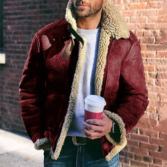Voguable Men Zip-up Overcoats 2022 Fashion Streetwear Vintage Woolen Turn-down Collar Coats Mens Winter Warm Long Sleeve Faux Fur Jackets voguable