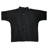 High Quality Streetwear Fashion Pleated Short Sleeve Men's Shirt Single Breasted Off Shoulder Teenager Oversized Tops voguable