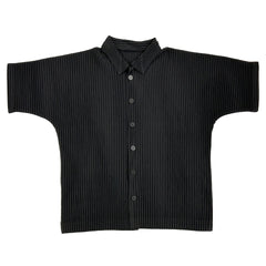 High Quality Streetwear Fashion Pleated Short Sleeve Men's Shirt Single Breasted Off Shoulder Teenager Oversized Tops voguable