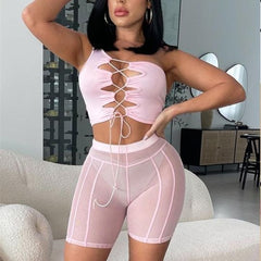 Voguable  High Waist Mesh See Through Revealing Sexy Mini Shorts 2022 Spring Women Fashion Streetwear Beach Swiming Party Club voguable