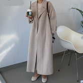 Voguable Autumn Winter Thicken Loose Wool & Blend Coats Women Elegant Lapel Full Sleeve Lace-up Oversized Female Outwear 2021 voguable