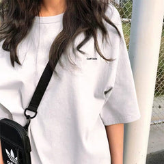 Voguable BF Style Women T Shirt Short Sleeve O-neck Female Tops Tees Embroidery Solid Color Casual Loose Summer tshirt New voguable