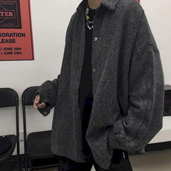 Voguable Men's Woolen Coat Spring Autumn HongKong Style Casual Couple Tooling Jacket Tide Brand All-match Clothes Fashion Clothing Trends voguable