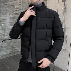 Voguable Stand Collar Winter Jacket Men 2021 Fashion New Down Padded Jackets Youth Fashion Black Warm-Keeping Down Cotton Overcoat 4XL voguable