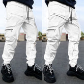 Voguable Mens Casual Cargo Pants Loose Plus Size Striped Multi Pocket Sports Fitness Hip Hop Jogger Trousers voguable