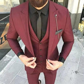 Voguable 2022 New Arrival Peak Black Lapel Groom Tuxedos Burgundy Men Suits Wedding 3 Pieces(Jacket+Pant+Vest+Tie)traje de novio par voguable