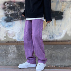 Voguable Men Korean Fashions Purple Jeans Pants Japanese Streetwear Denim Baggy Wide Leg Loose Trousers Plus Size 3XL voguable