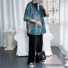 Summer Flower Shirt Men's Fashion Printed Casual Shirt Loose Hawaiian Shirt Men Streetwear Wild Short-sleeved Shirt M-5XL voguable