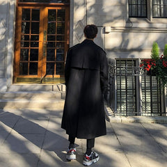 Long Trench Men High Quality Comfort Wind-proof Loose Classic Teenagers Trendy Ulzzang Autumn Males Outwear All-match Daily Chic voguable