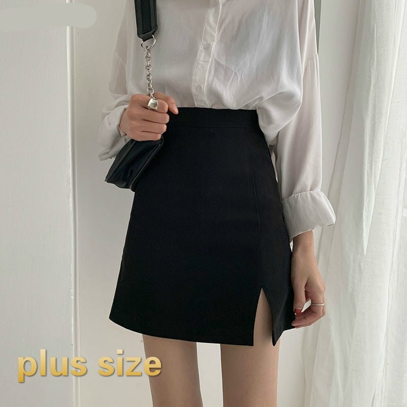 Voguable Skirts Women Split Elegant Office Ladies Spring Mujer Casual Large Size 3XL A-line Black Hot Sale Design Comfortable Ulzzang New voguable