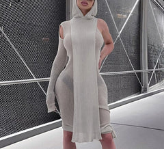 Voguable Women Solid Hollow Out Single Shoulder Long Sleeves With Detachable Hooded Drawstrings Autumn Y2K Casual Outfits voguable