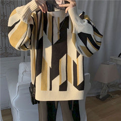 Voguable 2021 Spring Winter Men's Sweater Korean Loose Pullover Lazy Style Handsome Versatile Sweater Trend Student Hoodless Sweater Coat voguable