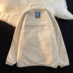 Voguable Printed Sweatshirt with Zipper Cardigan Male Plush Blouse Fleece Jacket Men's Coat Black Korean Streetwear Hip Hop voguable